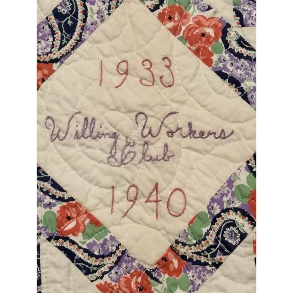 1930s Depression Era Signed Friendship Quilt Willing Workers Club Found In Texas